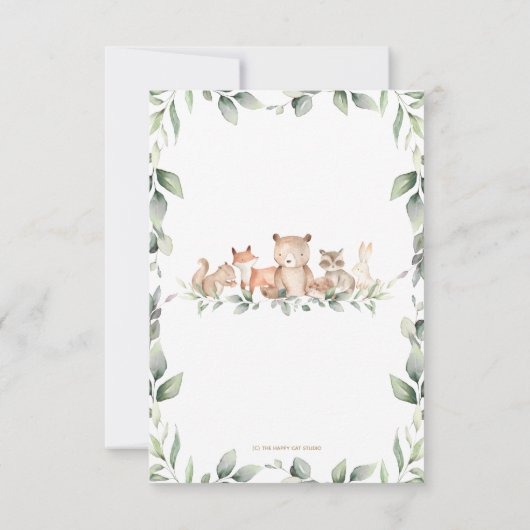 Woodland Animal Hoe groot is mama's Belly Game Car Kaart (Achterkant)