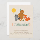 Woodland Animal Invitation Kaart (Voorkant / Achterkant)