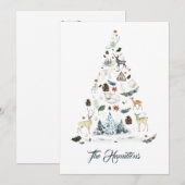 Woodland Animal kerstboomkaart Bedankkaart (Voorkant / Achterkant)