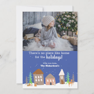 Woodland Animal Kersthouse op sneeuwfoto Feestdagenkaart