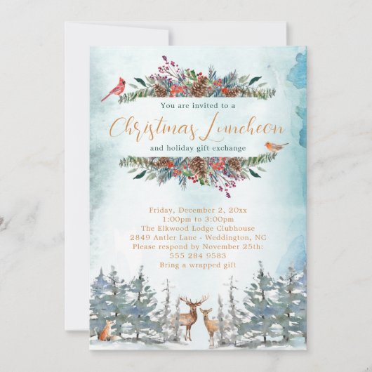 Woodland Animal Kerstparty Uitnodiging (Voorkant)