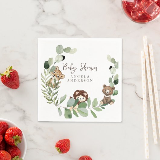 Woodland Animal Kingdom Baby shower Cocktail Servet (Insitu)