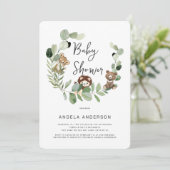 Woodland Animal Kingdom Baby shower Invitation Kaart (Staand voorkant)