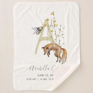 Woodland Animal Letter Een Baby-script Geboortesta Sherpa Deken