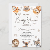 Woodland Animal Minimal Baby shower Invitation Kaart (Voorkant)