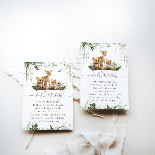 Woodland Animal Neutral Baby shower Boek Informatiekaartje