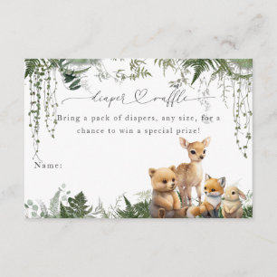 Woodland Animal Neutral Baby shower Luier Informatiekaartje