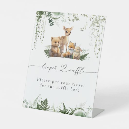 Woodland Animal Neutral Baby shower Luier Reclamebord Met Voetstuk (Voorkant)