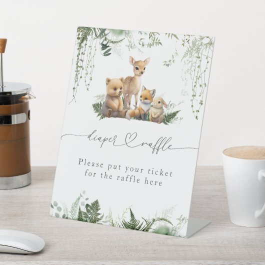 Woodland Animal Neutral Baby shower Luier Reclamebord Met Voetstuk (Insitu)