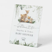 Woodland Animal Neutral Baby shower Welkom Reclamebord Met Voetstuk (Voorkant)
