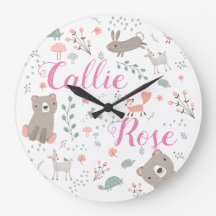 Woodland Animal Nursery Clock