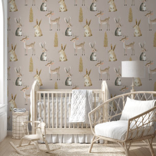 Woodland Animal Nursery Wallpaper Decor Behang