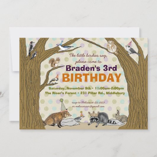 Woodland Animal Party Invitation Kaart (Voorkant)