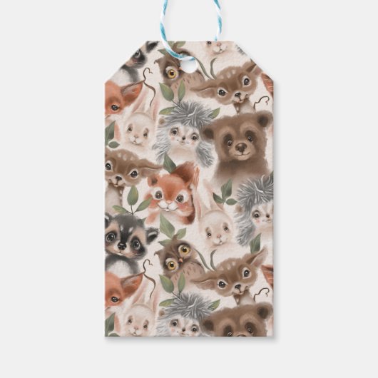 Woodland Animal Pattern Cadeaulabel (Voorkant)