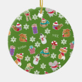 Woodland Animal Pattern Green Merry kerst Keramisch Ornament (Voorkant)