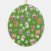 Woodland Animal Pattern Green Merry kerst Keramisch Ornament (Links)