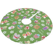 Woodland Animal Pattern Green Merry kerst Kerstboom Rok (Gekanteld)