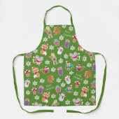 Woodland Animal Pattern Green Merry kerst Schort (Voorkant)