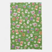 Woodland Animal Pattern Green Merry kerst Theedoek (Verticaal)