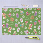 Woodland Animal Pattern Green Merry kerst Tissuepapier (Craft)