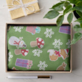 Woodland Animal Pattern Green Merry kerst Tissuepapier (Geschenk)