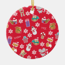 Woodland Animal Pattern Red Merry kerst