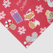 Woodland Animal Pattern Red Merry kerst Tissuepapier (Detail)