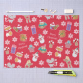 Woodland Animal Pattern Red Merry kerst Tissuepapier (Craft)