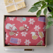 Woodland Animal Pattern Red Merry kerst Tissuepapier (Geschenk)