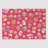 Woodland Animal Pattern Red Merry kerst Tissuepapier (Voorkant)