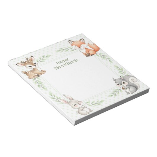 Woodland Animal Personalized Mitswa Notes Notitieb Notitieblok (Schuin)