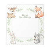 Woodland Animal Personalized Mitswa Notes Notitieb Notitieblok (Voorkant)
