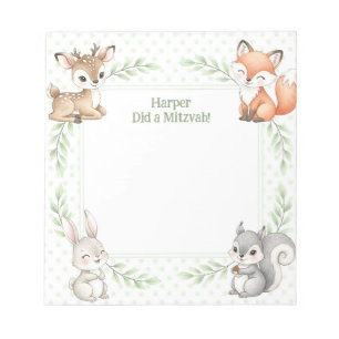 Woodland Animal Personalized Mitswa Notes Notitieb Notitieblok