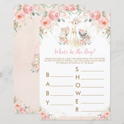 Woodland Animal Pink Floral Wat is er in de Bag Ga (Voorkant / Achterkant)