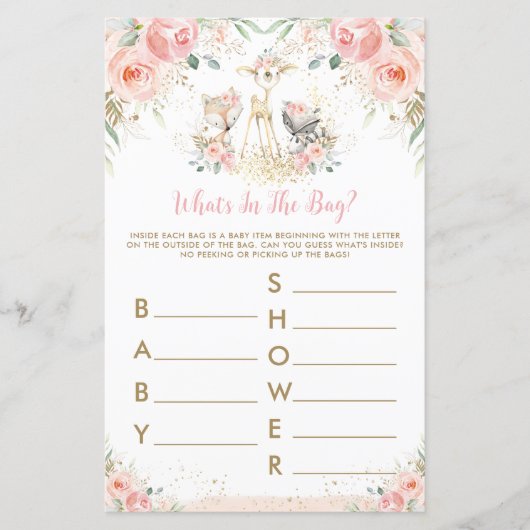 Woodland Animal Pink Floral Wat is er in de Bag Ga (Voorkant)