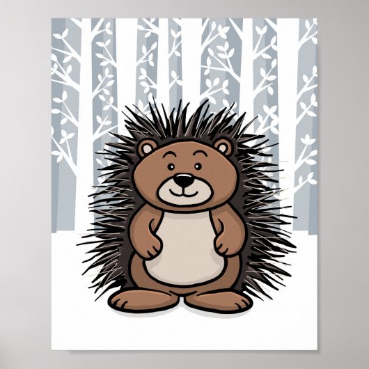 Woodland Animal Porcupine Poster (Voorkant)