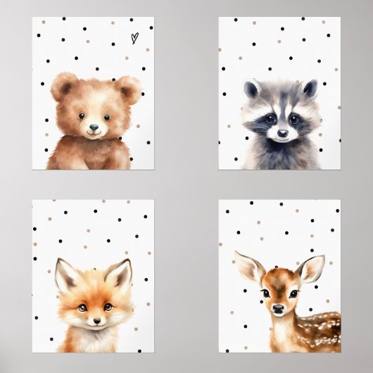 Woodland Animal Portret kwekerij Muurkunst Sets (Voorkant)