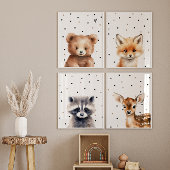 Woodland Animal Portret kwekerij Muurkunst Sets