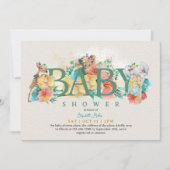 Woodland Animal Rustic Floral Baby Girl Shower Kaart (Voorkant)