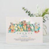 Woodland Animal Rustic Floral Baby Girl Shower Kaart (Staand voorkant)