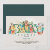 Woodland Animal Rustic Floral Baby Girl Shower Kaart (Voorkant / Achterkant)