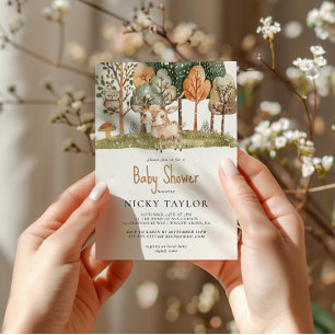 Woodland Animal Snow Winter Baby shower Kaart