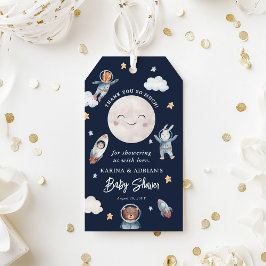 Woodland Animal Space Baby shower Dank je wel Cadeaulabel