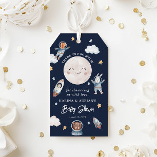 Woodland Animal Space Baby shower Dank je wel Cadeaulabel