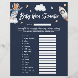 Woodland Animal Space 'Word Scramble'-Baby shower