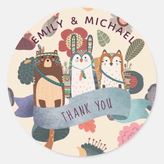 Woodland Animal Stickers voor gunsten, enveloppen (Voorkant)