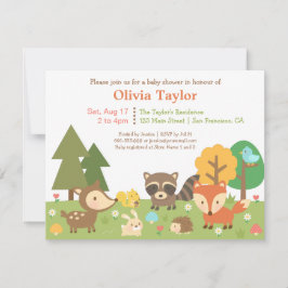 Woodland Animal Theme Baby Douche Uitnodigingen