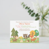 Woodland Animal Theme Baby Douche Uitnodigingen (Staand voorkant)