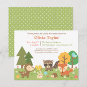 Woodland Animal Theme Baby Douche Uitnodigingen (Voorkant / Achterkant)