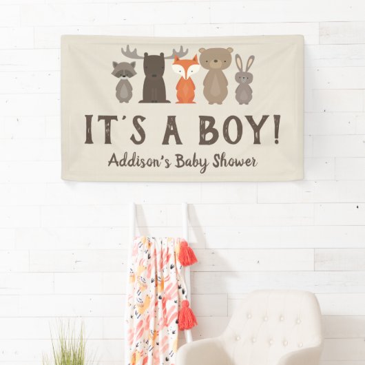 Woodland Animal Theme Baby shower Banner Groot (Insitu)